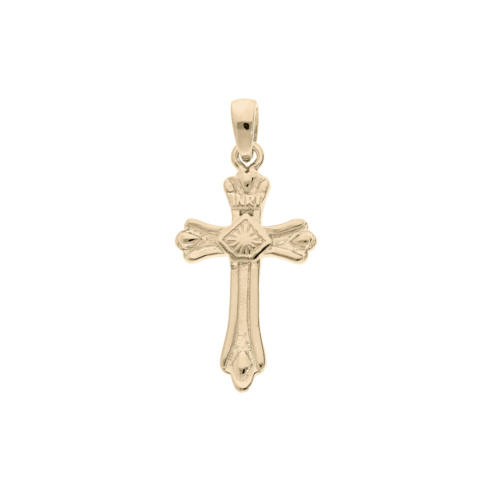 Pendentif en plaqu� or croix Occitane creus�e au centre et motifs aux extr�mit�s - Vue 1