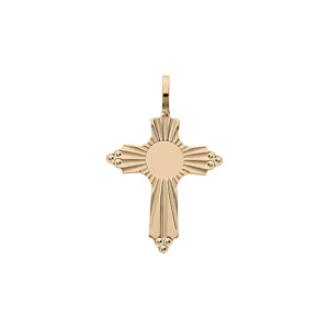 Pendentif en plaqué or croix perlée à graver - Vue 1