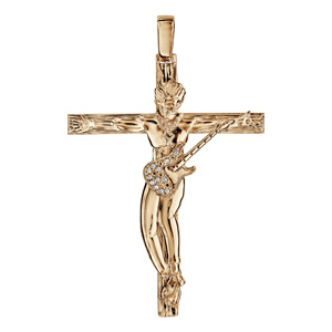 Pendentif en plaqué or croix rock 46mm - Vue 1