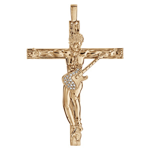 Pendentif en plaqué or croix rock 60mm - Vue 1