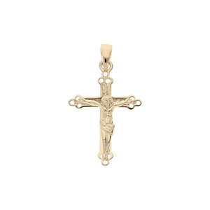 Pendentif en plaqu or croix travaille avec Christ - Vue 1