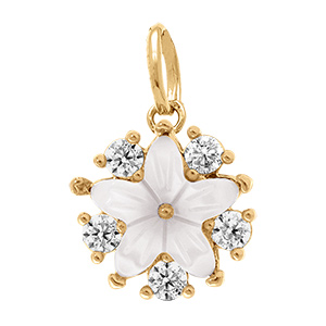 Pendentif en plaqu� or fleur nacre v�ritable et oxydes blancs