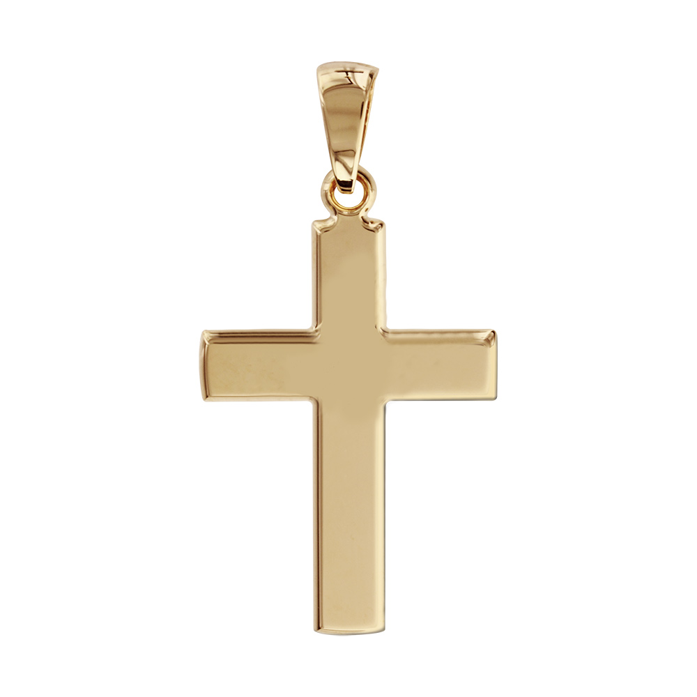 Pendentif en plaqu or grosse croix lisse  graver - Vue 1