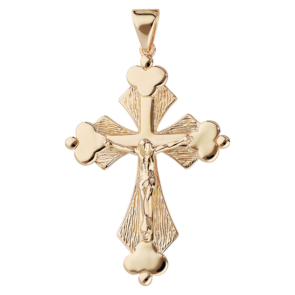 Pendentif en plaqu� or grosse croix stylis�e - Vue 1