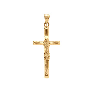 Pendentif en plaqu� or J�sus Christ sur croix 22mm x 12mm