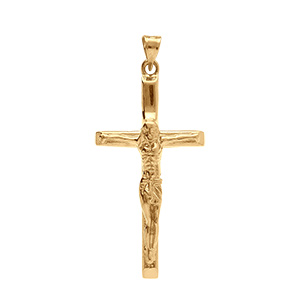 Pendentif en plaqu� or J�sus Christ sur croix 30mm x 15mm