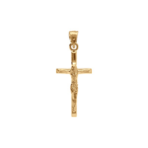 Pendentif en plaqu or jsus sur croix 20mm x 10mm - Vue 1
