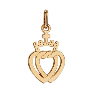 Pendentif en plaqu� or logo symbole de la Vend�e, coeur vend�en