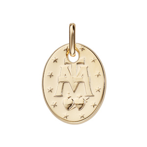 Pendentif en plaqu or mate ovale et verso Miraculeuse - Vue 1