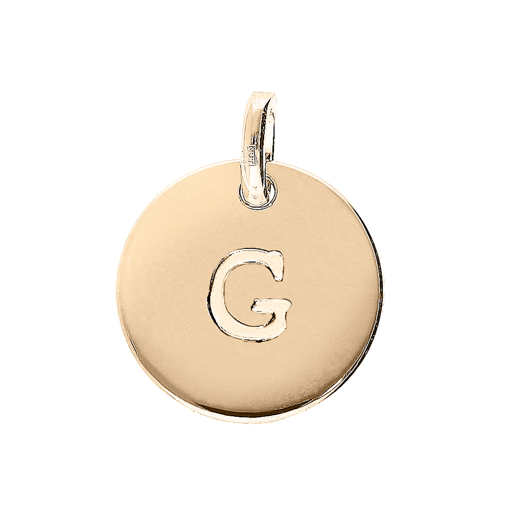Pendentif en plaqu� or m�daille 12mm gravure lettre alphabet \