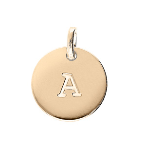Pendentif en plaqué or médaille 12mm gravure lettre alphabet \