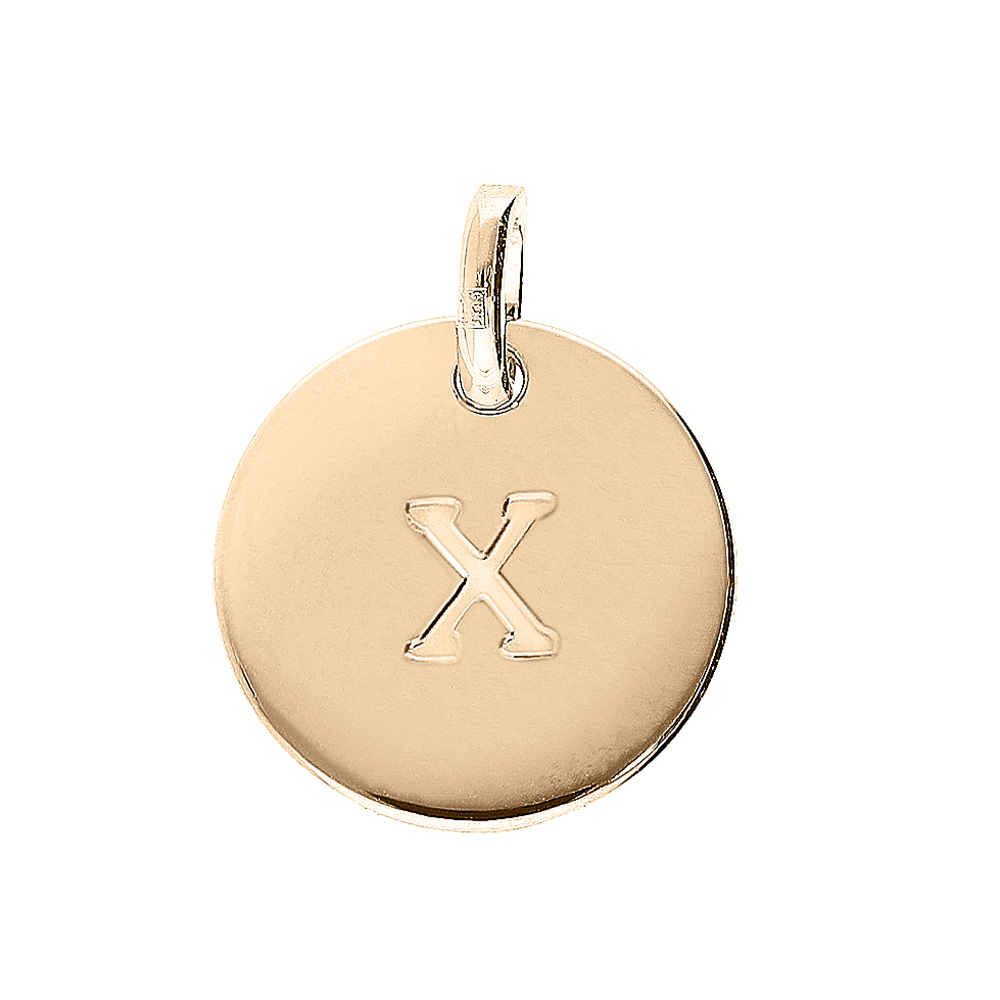 Pendentif en plaqu� or m�daille 12mm gravurelettre alphabet \