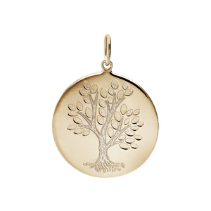 Pendentif en plaqu or mdaille avec motif arbre de vie 20mm - Vue 1