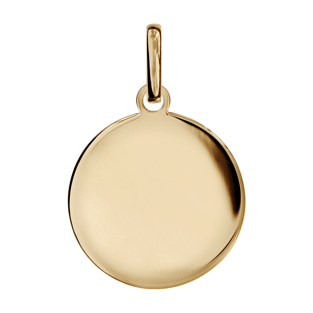 Pendentif en plaqu� or m�daille � graver moyen mod�le diam�tre 20mm - plaque fine - Vue 1