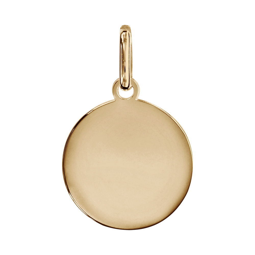 Pendentif en plaqu� or m�daille � graver petit mod�le diam�tre 15mm - plaque fine - Vue 1