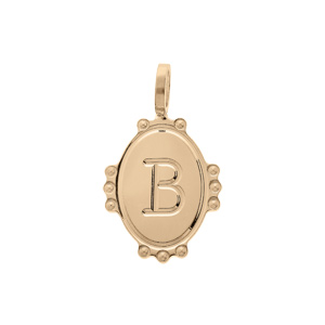 Pendentif en plaqué or médaille ovale 14mm perlée \