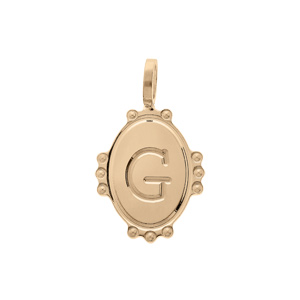 Pendentif en plaqué or médaille ovale 14mm perlée \