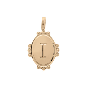 Pendentif en plaqué or médaille ovale 14mm perlée \