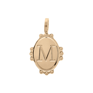 Pendentif en plaqué or médaille ovale 14mm perlée \