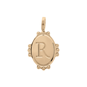 Pendentif en plaqué or médaille ovale 14mm perlée \