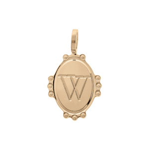 Pendentif en plaqué or médaille ovale 14mm perlée \