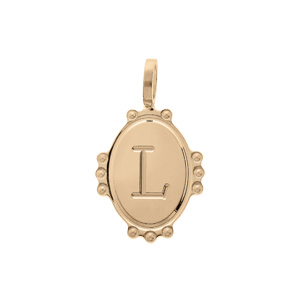 Pendentif en plaqué or médaille ovale 14mm perlée \