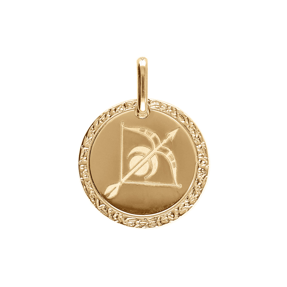 Pendentif en plaqu� or m�daille zodiaque gemeaux - Vue 1