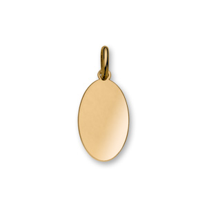 Pendentif en plaqué or ovale petit modèle 28mm X 16mm - plaque fine - Vue 1