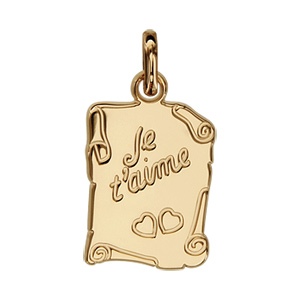 Pendentif en plaqu or parchemin grav \