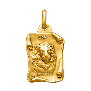 Pendentif en plaqué or parchemin zodiaque Lion - Vue 1