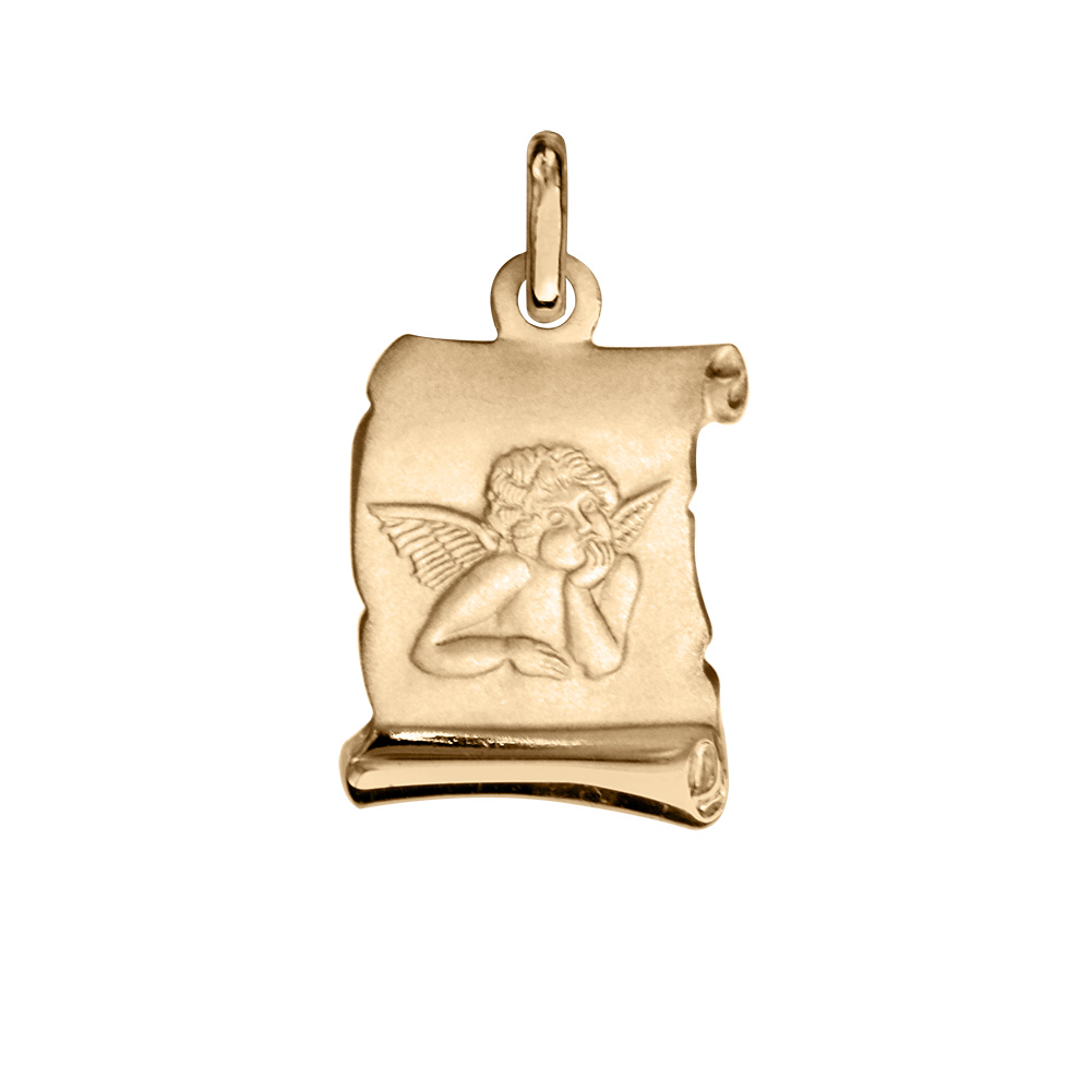 Pendentif en plaqu� or petit parchemin Ange - 13X11mm - Vue 1