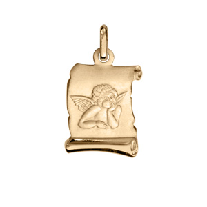 Pendentif en plaqu� or petit parchemin Ange - 13X11mm
