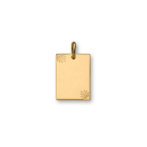 Pendentif en plaqu or plaque G.I. rectangulaire avec diamantage toil dans 2 angles - petit modle 16mm X 21mm - plaque fine - Vue 1