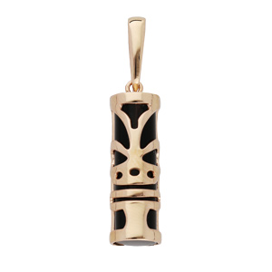 Pendentif en plaqué or Tiki avec motif tribal Chance - Vue 1