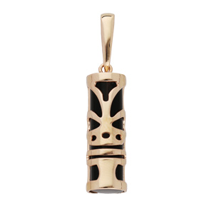 Pendentif en plaqu or Tiki avec motif tribal Chance - Vue 1