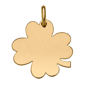 Pendentif en plaqué or trèfle à 4 feuilles à graver grand modèle 28mm X 30mm - plaque fine - Vue 1