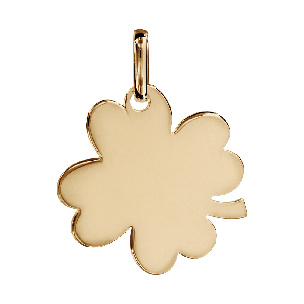 Pendentif en plaqu� or tr�fle � 4 feuilles � graver moyen mod�le 23mm X 25mm - plaque fine - Vue 1