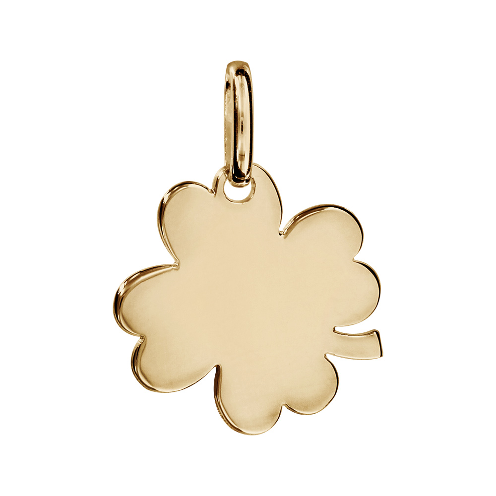 Pendentif en plaqu� or tr�fle � 4 feuilles � graver petit mod�le 15mm X 17mm - plaque fine - Vue 1
