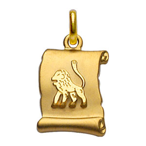 Pendentif en plaqu or zodiaque parchemin simple Lion - Vue 1