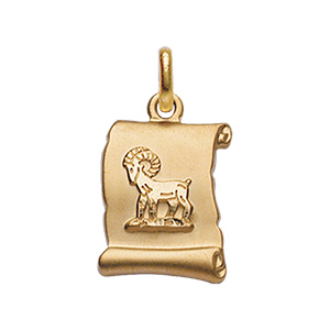 Pendentif en vermeil brillant  parchemin  fond sable zodiaque b�lier