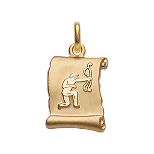 Pendentif  en vermeil brillant  parchemin  fond sable zodiaque sagittaire