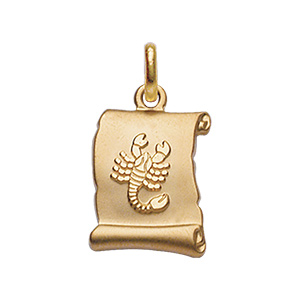 Pendentif  en vermeil brillant  parchemin  fond sable zodiaque  scorpion
