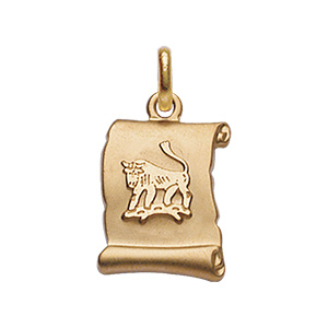 Pendentif  en vermeil brillant  parchemin  fond sable zodiaque taureau