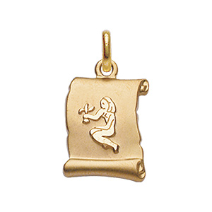 Pendentif en vermeil brillant  parchemin  fond sable zodiaque vierge