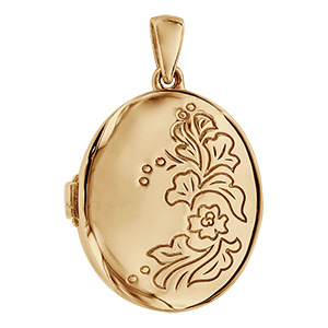 Pendentif en vermeil cassolette ovale avec fleur grav�es