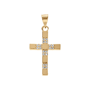 Pendentif en vermeil  croix avec oxydes - 20x10mm