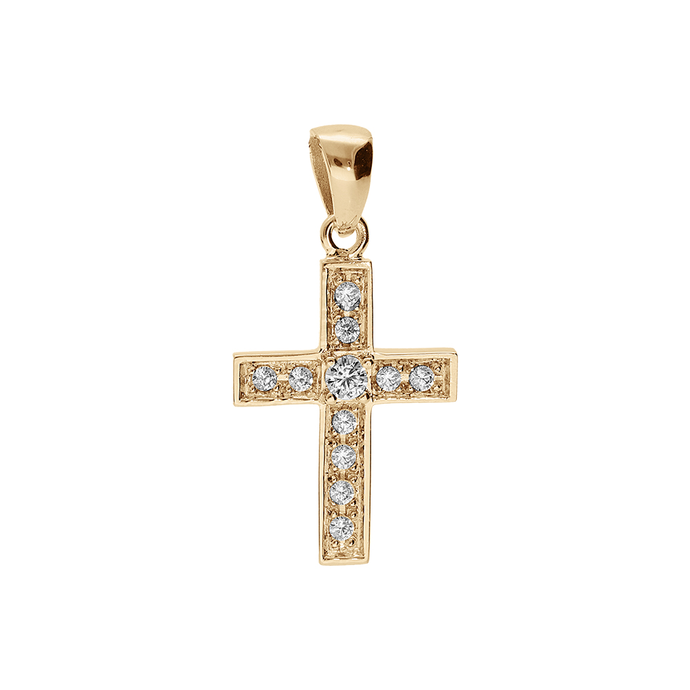 Pendentif en vermeil croix avec oxydes blancs 20 x 15mm - Vue 1