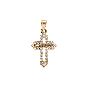 Pendentif en vermeil croix  avec oxydes blancs sertis - 15x10mm