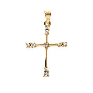 Pendentif en vermeil croix avec oxydes blancs sertis - 20x15mm