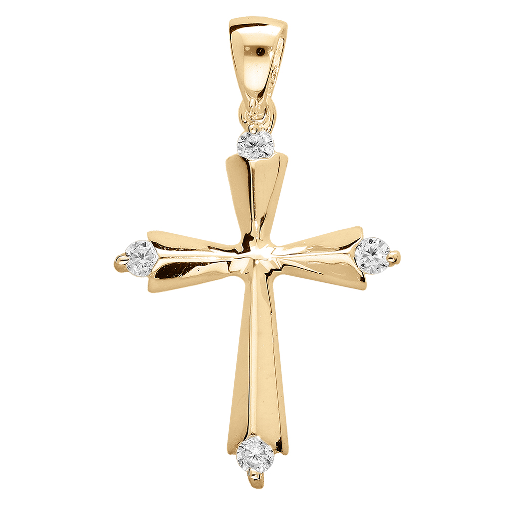 Pendentif en vermeil croix avec oxydes blancs sertis - dim 20 mm x 15 mm - Vue 1